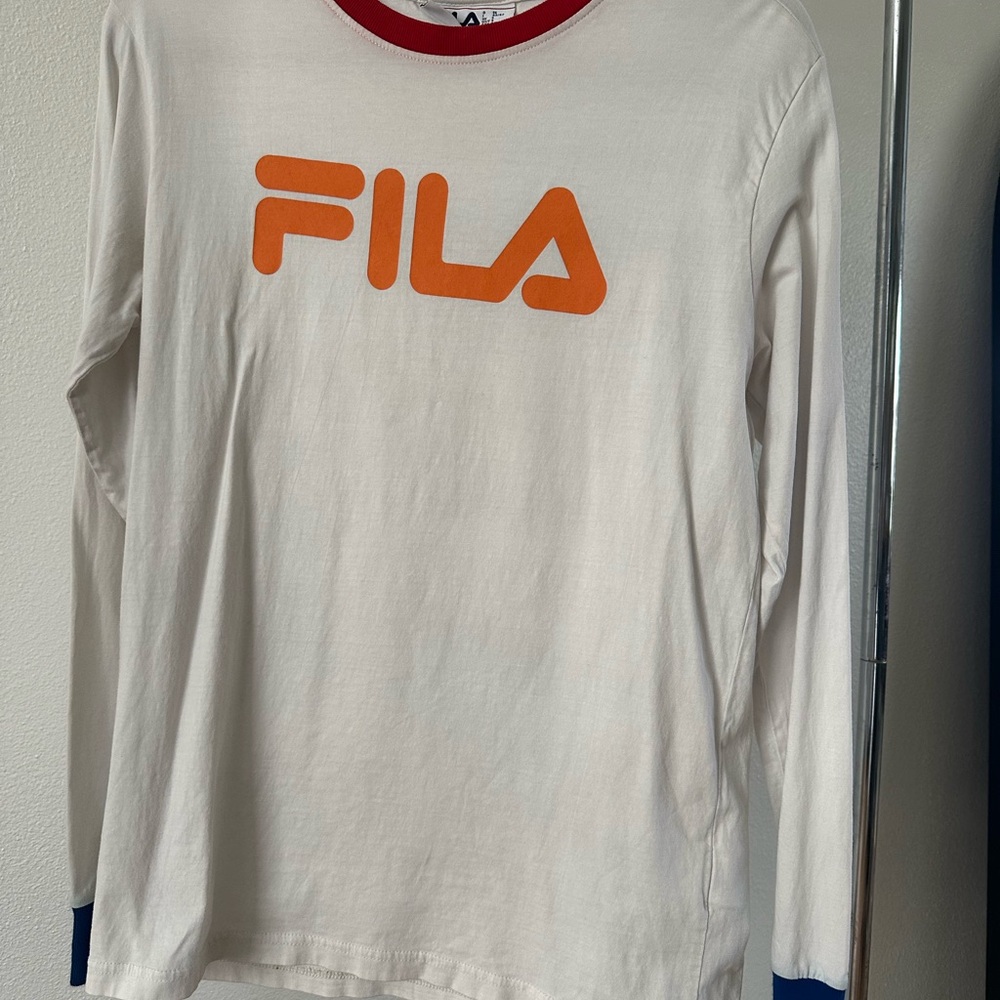Fila Off-White Top with Bold Red Accents